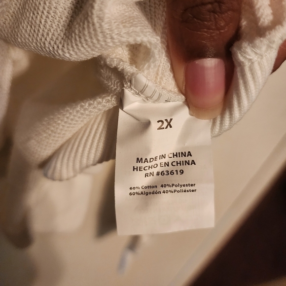 Bebe Neon Lites Logo Pullover Hoodie Sz 2X White Thumbholes NWT(2 tiny blk dots) - Picture 13 of 13